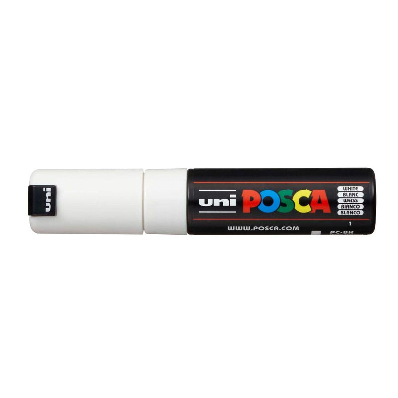 Uniball Posca PC-8K Bold Point Chisel Shaped Marker Pen (8.0 mm, White Ink, Pack of 1)