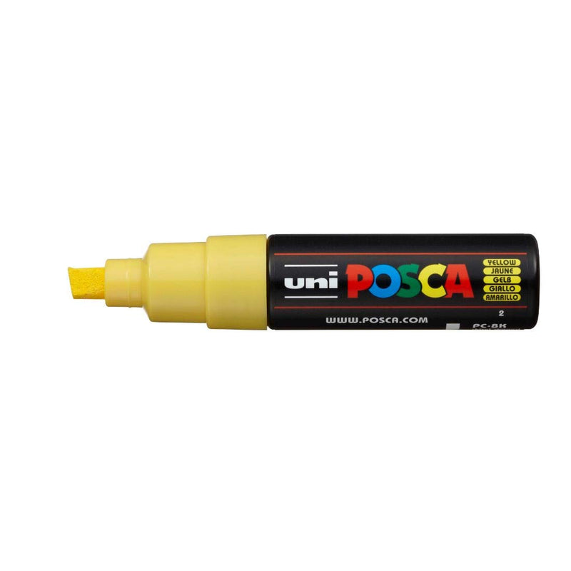 Uniball Posca PC-8K Bold Point Chisel Shaped Marker Pen (8.0 mm, Yellow Ink, Pack of 1)