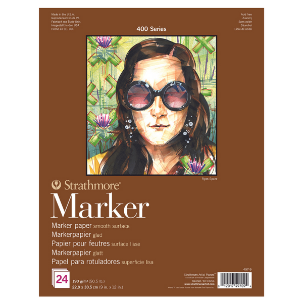 STRATHMORE 400 SERIES 190 GSM MARKER PADS SMOOTH 24 Sheets (9 x 12 Inches), 22.8 x 30.5 cm