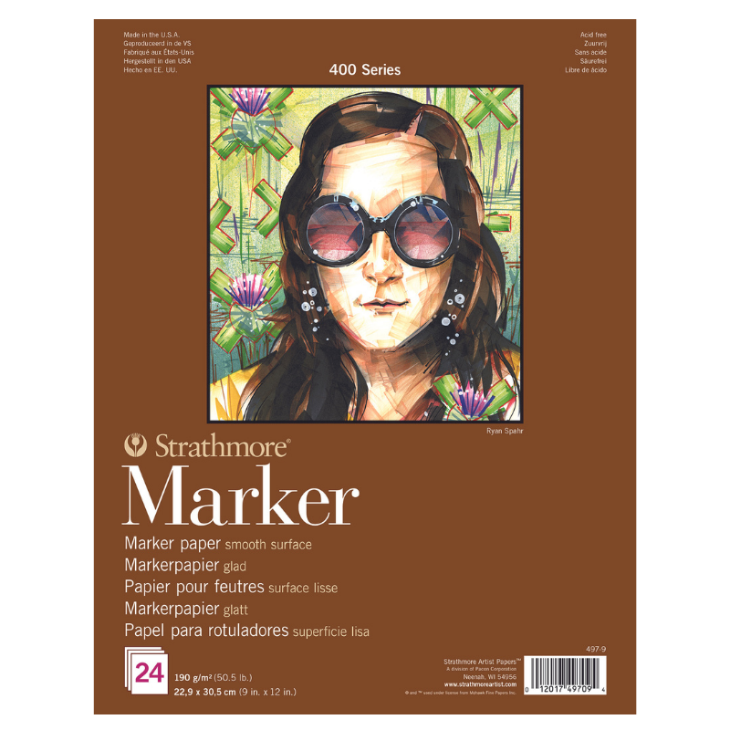 STRATHMORE 400 SERIES 190 GSM MARKER PADS SMOOTH 24 Sheets (9 x 12 Inches), 22.8 x 30.5 cm