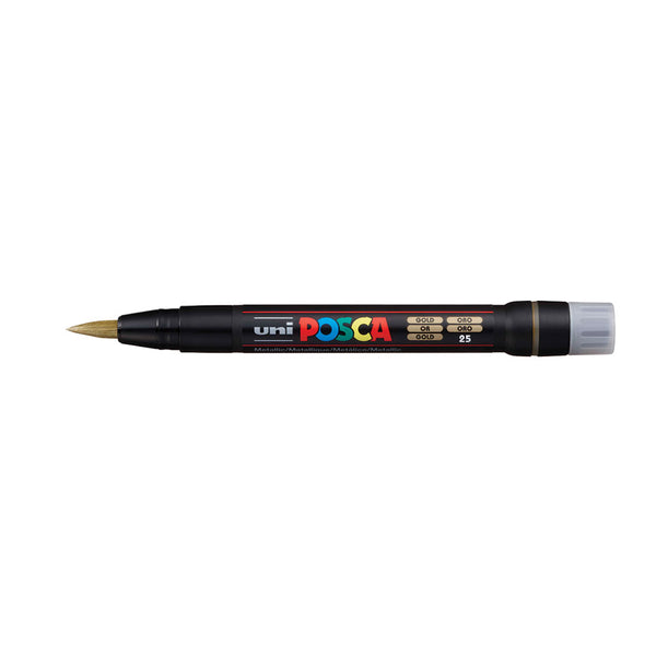 Uniball POSCA Brush Tip Water Based Marker PCF-350 (Gold, Pack of 1)