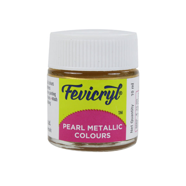 Fevicryl Pearl Metallic Acrylic Colour Gold- 10ml (Pack of 2)
