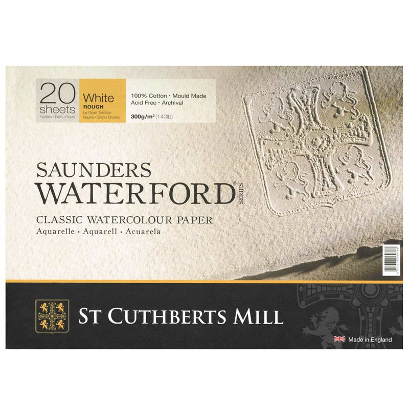 Saunders Waterford St Cuthberts Rough Block White 300 gsm 410x310mm (16" x 12") (20 Sheets)