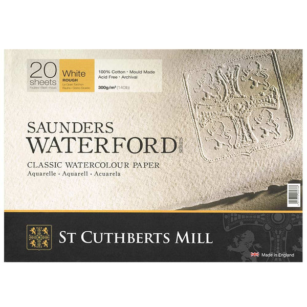 Saunders Waterford St Cuthberts Rough Block White 300 gsm 510x360mm (20" x 14") (20 Sheets)