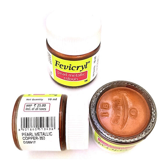 Fevicryl Pearl Metallic Acrylic Colour Copper- 10ml, Pack of 2