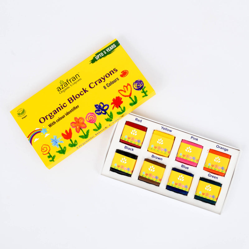 Azafran Non-Toxic Plant-Based Block Crayons(8 Colours)