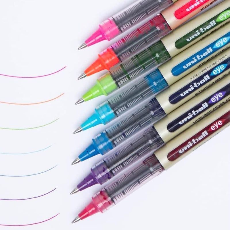 Uniball Eye UB157 Roller Pen (Assorted Color, Pack of 8)