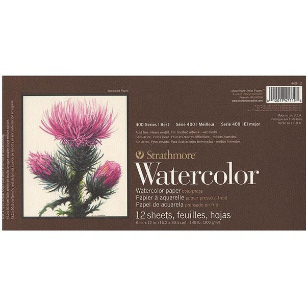 STRATHMORE 400 SERIES WATERCOLOR PAD 6X12 12 Sheets GSM-300 SIZE-15.24 x 30.48 cm