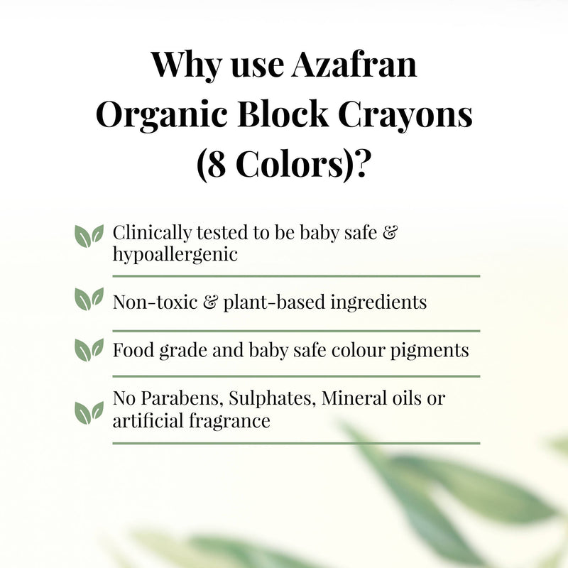 Azafran Non-Toxic Plant-Based Block Crayons(8 Colours)