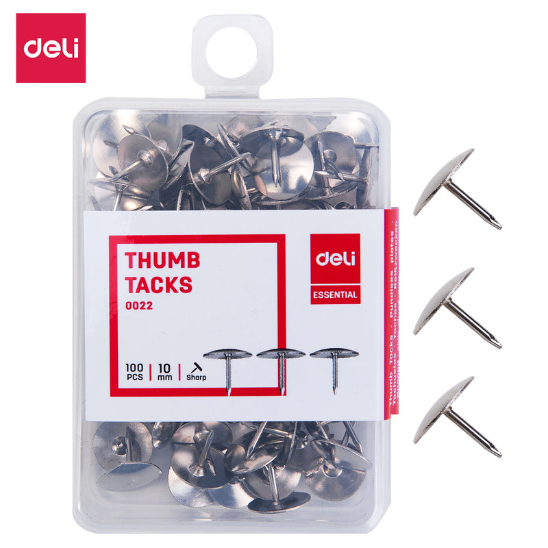 Deli W0022 Thumb Tack (Silver, 10mm, Pack of 1)