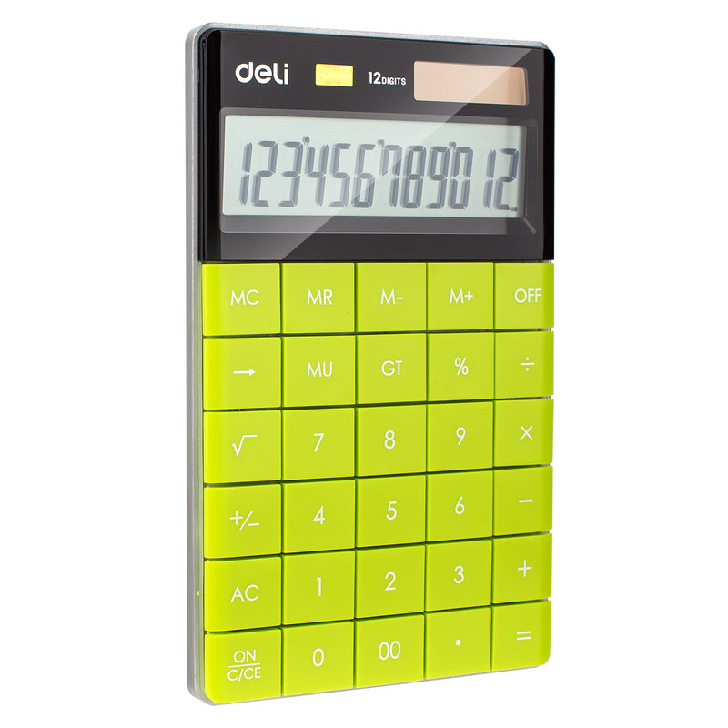Deli W1589 12 - Digital Modern Calculator (Green, Pack of 1)