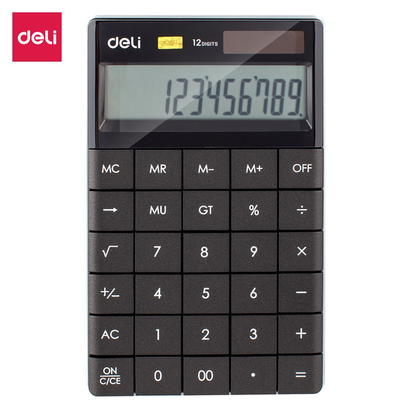 Deli W1589P 12 - Digital Modern Calculator (Black, Pack of 1)