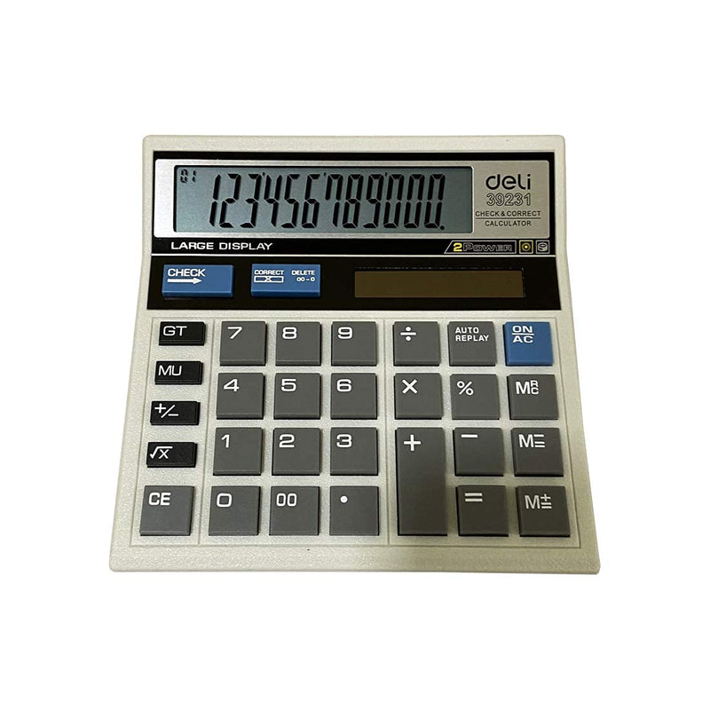 DELI W39231N 12-Digit, 120 Step Check Calculator, Grey