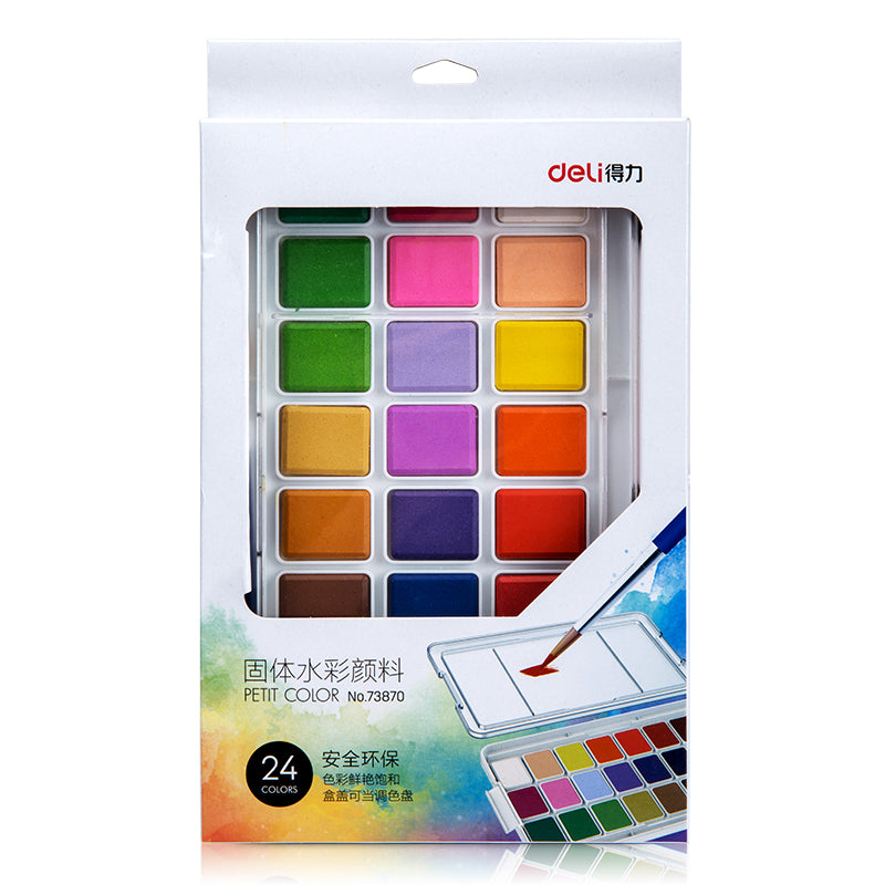 DELI W73870 Watercolours Painting Set, 24 colors