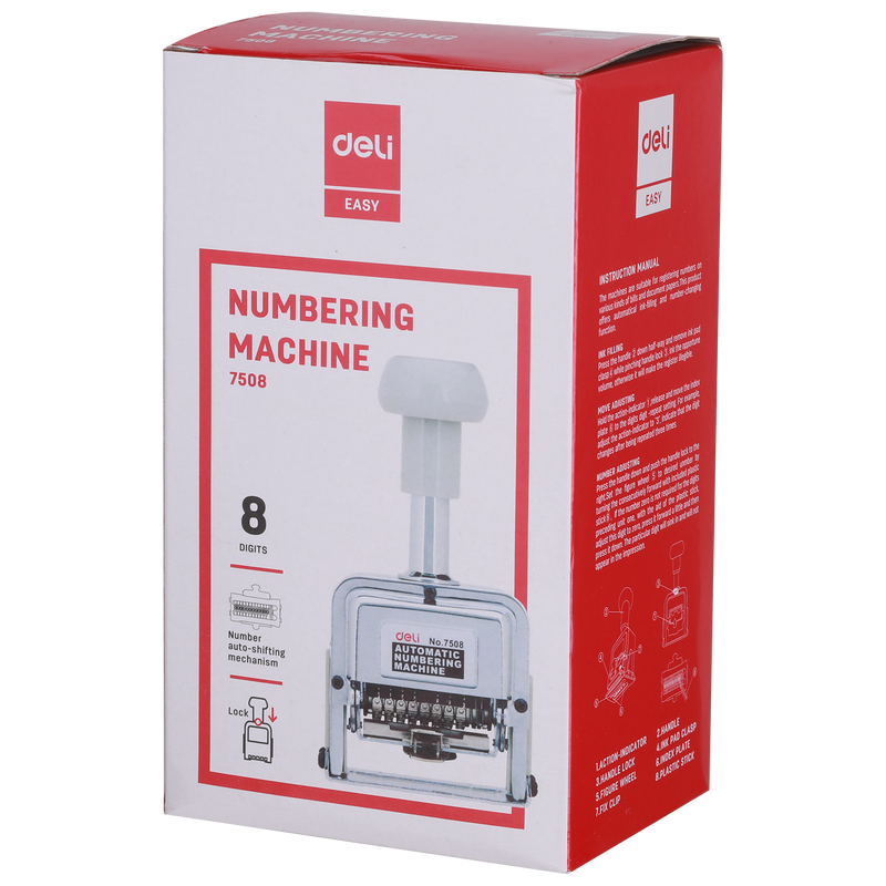 Deli W7508 8 Digit Automatic Numbering Machine 8 Digit (Silver, Pack of 1)