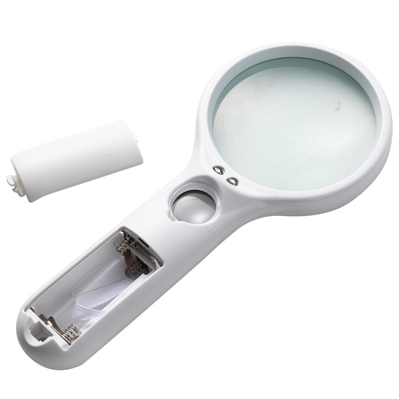 Deli W9099 Magnifier with LED, 2.5X Main Lens, 11X Secondary Lens, White