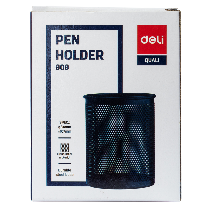 Deli W909 Mesh Pen Holder (Black, Pack of 1)