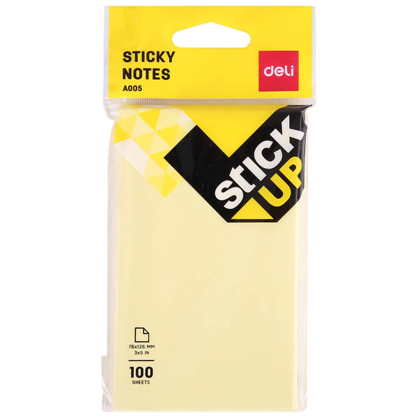 DELI WA00552 3"X5" Sticky Notes (Yellow, 100 Sheets)