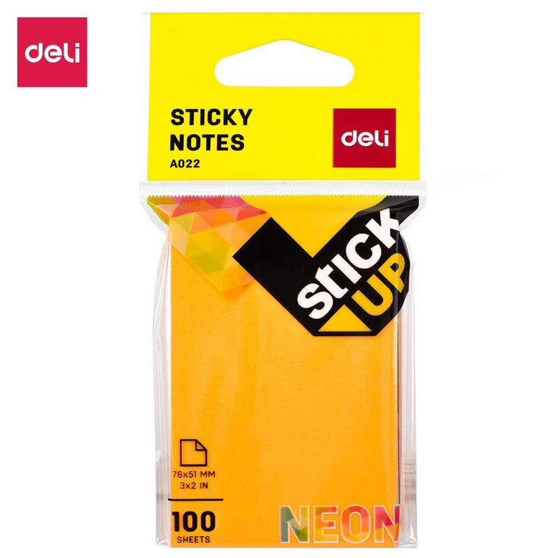 DELI WA02202 3"X2" Sticky Notes (Neon Assorted, Pack of 2)