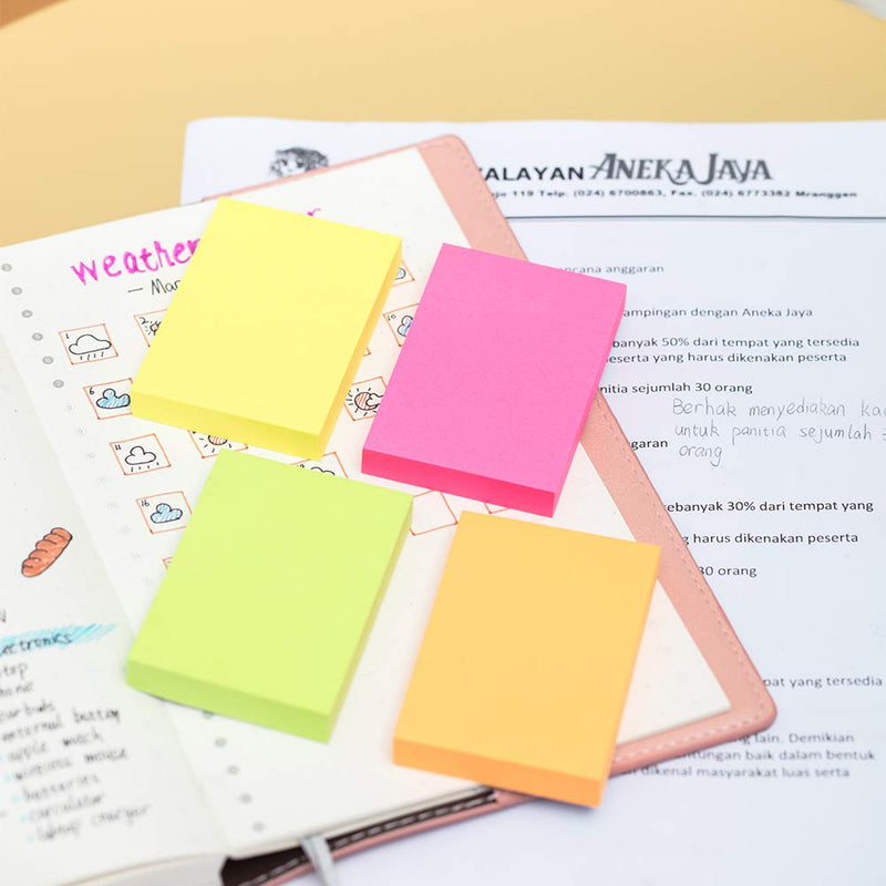 DELI WA02202 3"X2" Sticky Notes (Neon Assorted, Pack of 2)