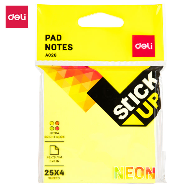 DELI WA02602 Sticky Notes, 4/25 Sheets, Pack of 2