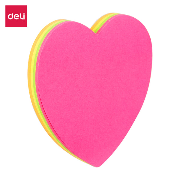 DELI WA03202 Heart Shaped Sticky Notes, 4x20 Sheets, Pack of 1