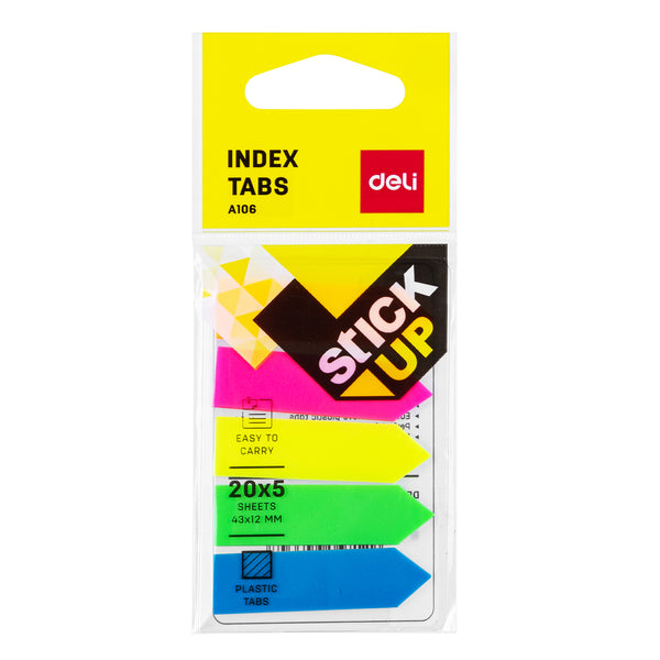 Deli WA10602 Film Index Tab (20 Sheets x 5 Colours, Pack of 1)
