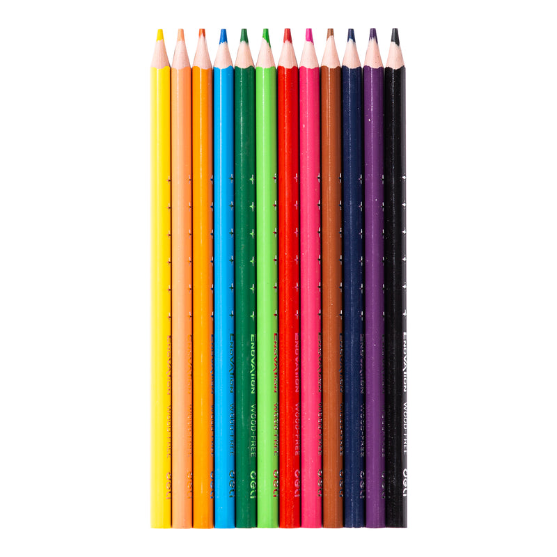 Deli WC112-12 Colored Pencil (Multicolor, 12 Colors)