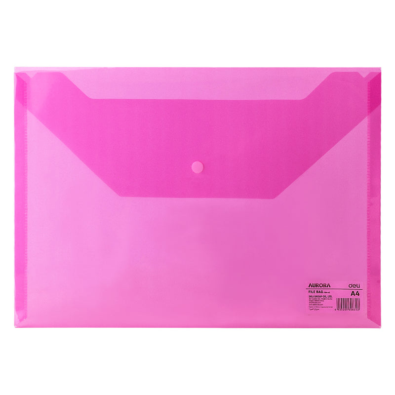 Deli WF10442 File Bag Transparent (Red, Pack of 3)