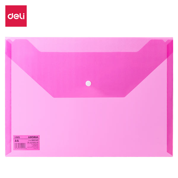 Deli WF10442 File Bag Transparent (Red, Pack of 3)