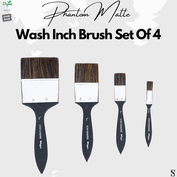 Stationerie Aqua 2nd Gen Vegan Wash Inch Brush Set Of 4 - 3 inch, 2 inch, 1 inch, 1/2 inch