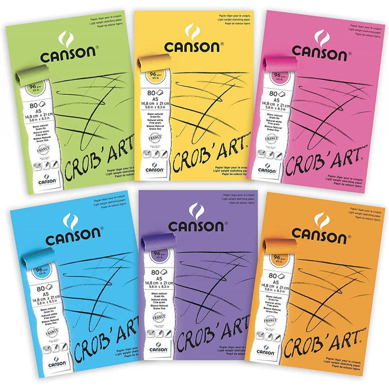 Canson Crob'Art 96 GSM Light Grain 21 x 29.7 cm , A4 Paper Pad(White, 80 Sheets)