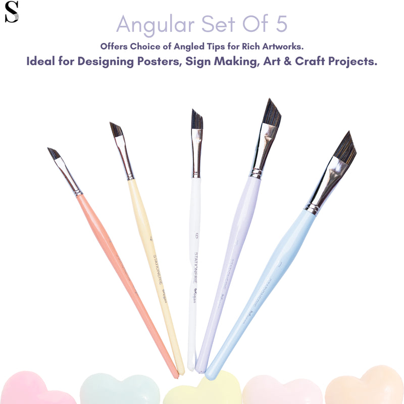 Stationerie Angular Brush Set Of 5 Candy Edition