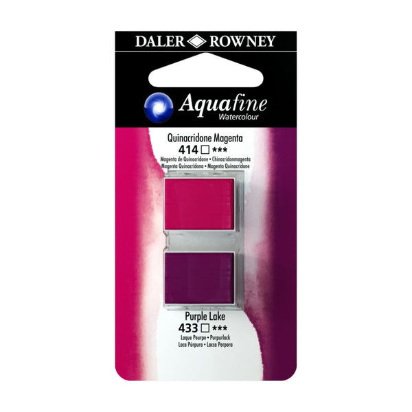 Daler-Rowney Aquafine Watercolour Blister pack (Half Pans, Quinacridone Magenta/Purple Lake-007), Pack of 1