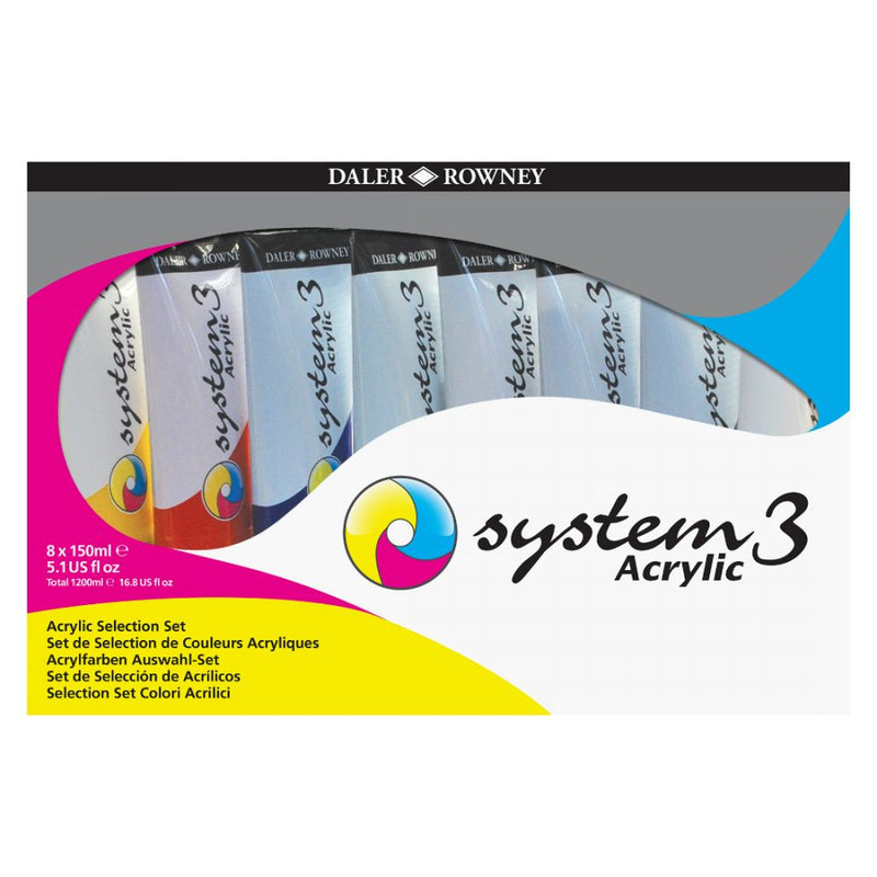Daler-Rowney System3 Acrylic Colour Selection Set (8x150ml Tubes)