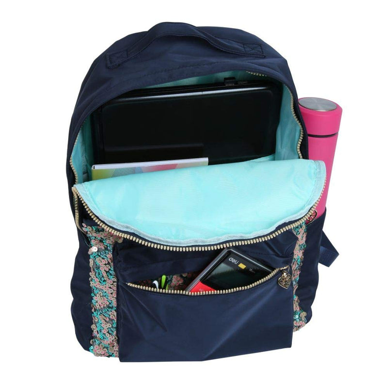 Linc Miss Lemonade Duo Sequins Navy Casual Backpack (16.5 Inch)- 63427