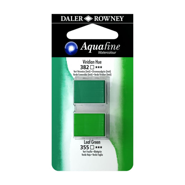 Daler-Rowney Aquafine Watercolour Blister pack (Half Pans, Viridian Hue/Leaf Green-014), Pack of 1