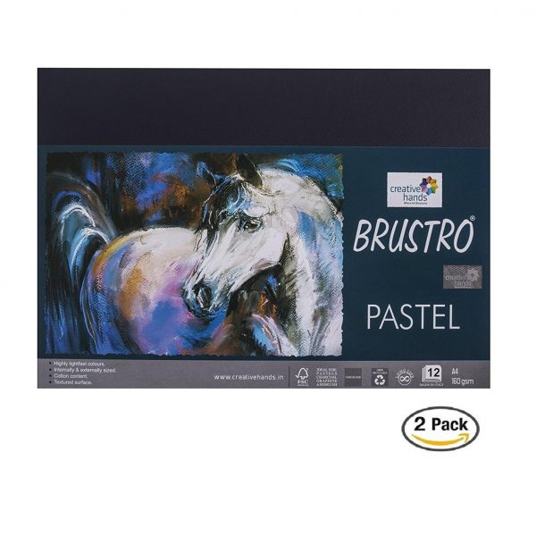 Brustro Artist’s Pastel Papers 160 GSM A4 Black 2 Packets (Each Packet Contains 12 Sheets)