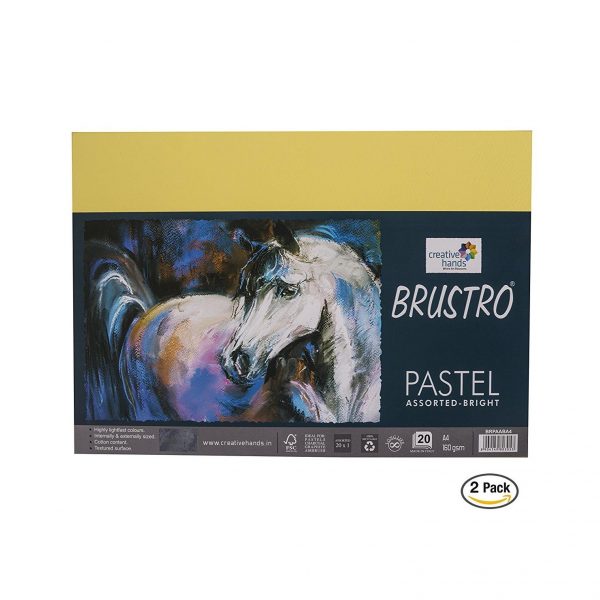 Brustro Artist’s Pastel Papers 160 GSM A4 2 Packets of Assorted Bright Shades (Each Packet Contains 20 sheets)