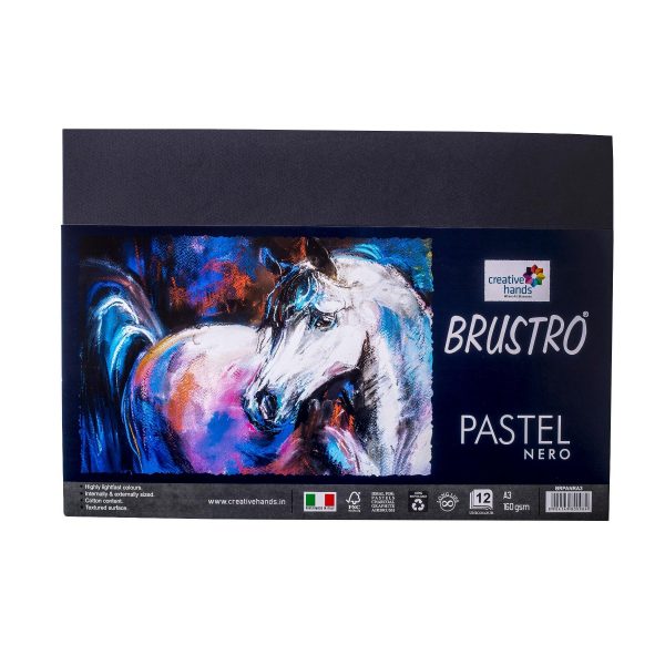 Brustro Artist’s Pastel Paper 160 GSM A3 Nero (Pack of 12 Sheets)