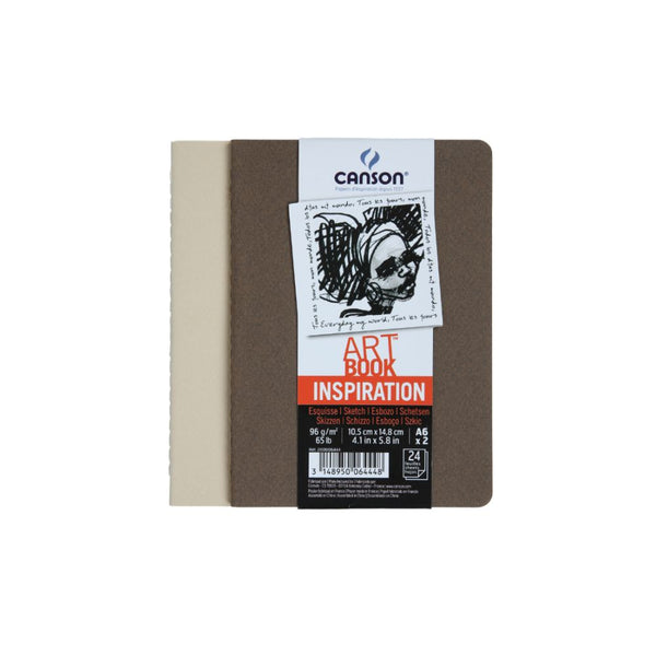 Canson Inspiration 96 GSM Light Grain A6 Hardbound Books (Size-10.5x14.8cm, Tobacco & Oyster, 24 Sheets)