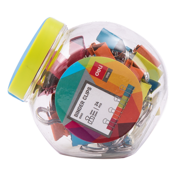 Deli W8560 Color Binder Clips 24 Pcs (Multicolor, Pack of 1)