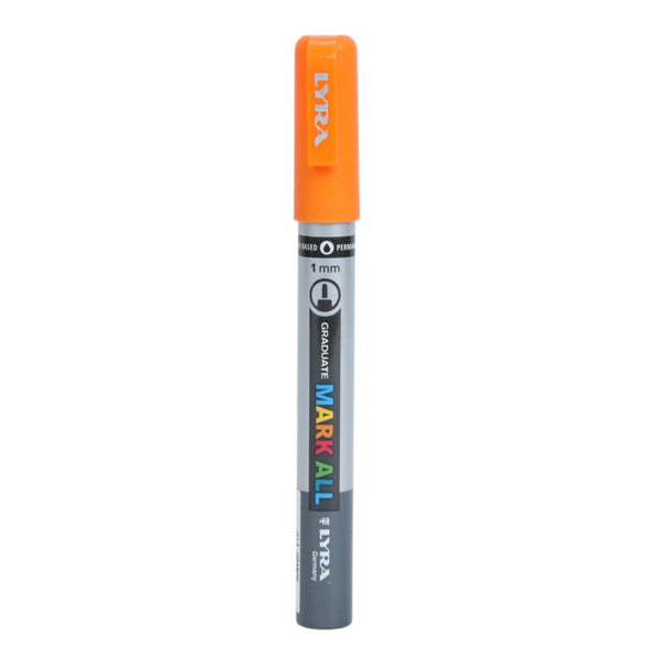 Lyra Graduate Mark All 1.0mm Permanent Art Marker (Orange, Pack of 6)