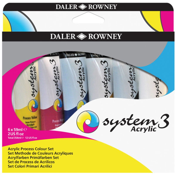 Daler-Rowney System3 Acrylic Colour Process Set (6x59ml Tubes)