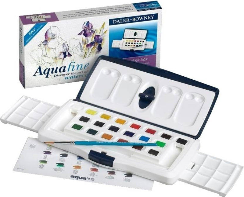 Daler-Rowney Aquafine Watercolour Plastic Box Set (20 Half Pans)