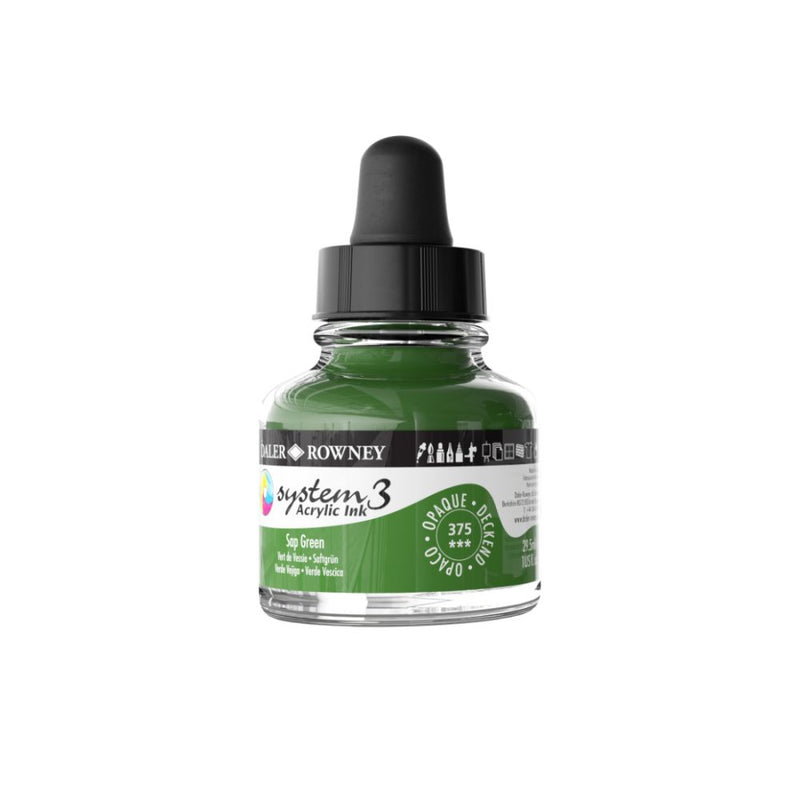 Daler-Rowney System3 Acrylic Colour Ink Bottle (29.5ml, Sap Green-375), Pack of 1