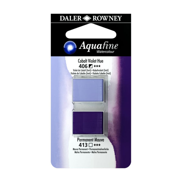 Daler-Rowney Aquafine Watercolour Blister pack (Half Pans, Cobalt Violet Hue/Permanent Mauve-009), Pack of 1