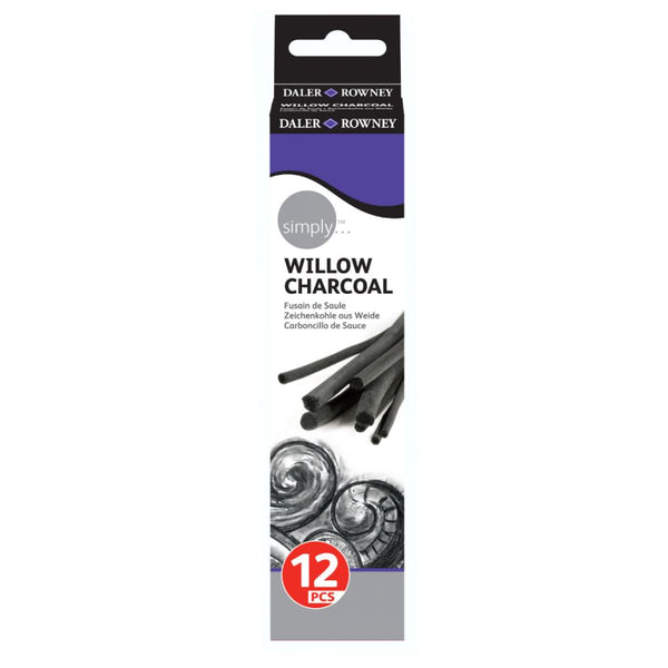 Daler Rowney Simply Willow Charcoal Set -Black, 12 Pieces