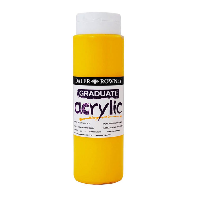 Daler-Rowney Graduate Acrylic Colour Paint Tube (500ml, Cadmium Yellow Deep Hue-618) Pack of 1