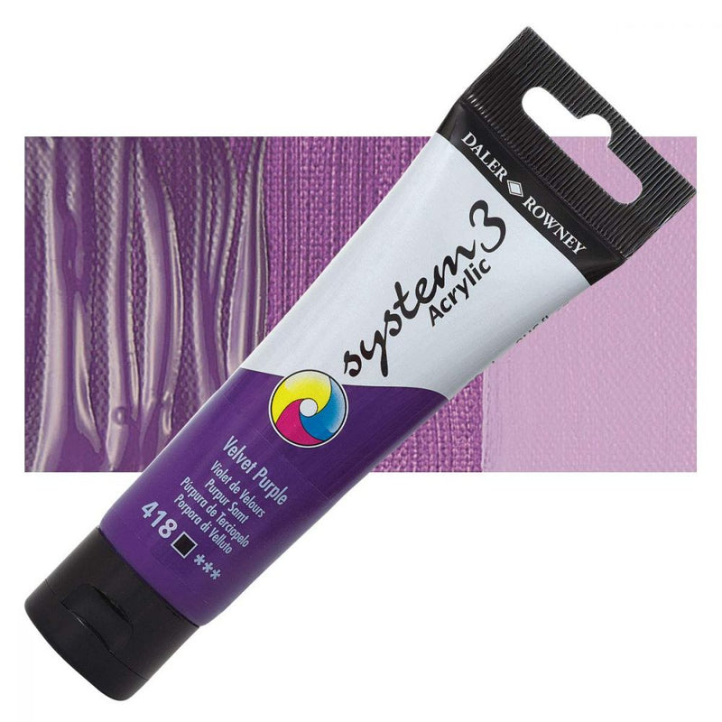 Daler-Rowney System3 Acrylic Colour Paint Plastic Tube (150ml, Velvet Purple-418), Pack of 1